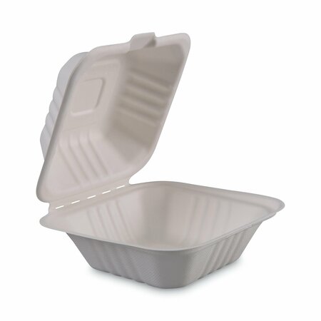 Boardwalk Molded Fiber Food Containers, Hinged-Lid, 1-Comp, 6 x 6, White, PK500 BWKHINGEWF1CM6